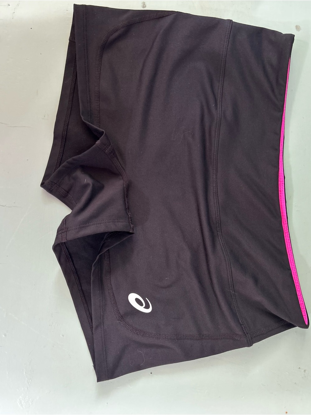 ASICS Black Athletic Shorts with Pink Side Trim